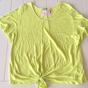 ‼️3 for $15‼️ Neon Yellow Tie-Front Shirt